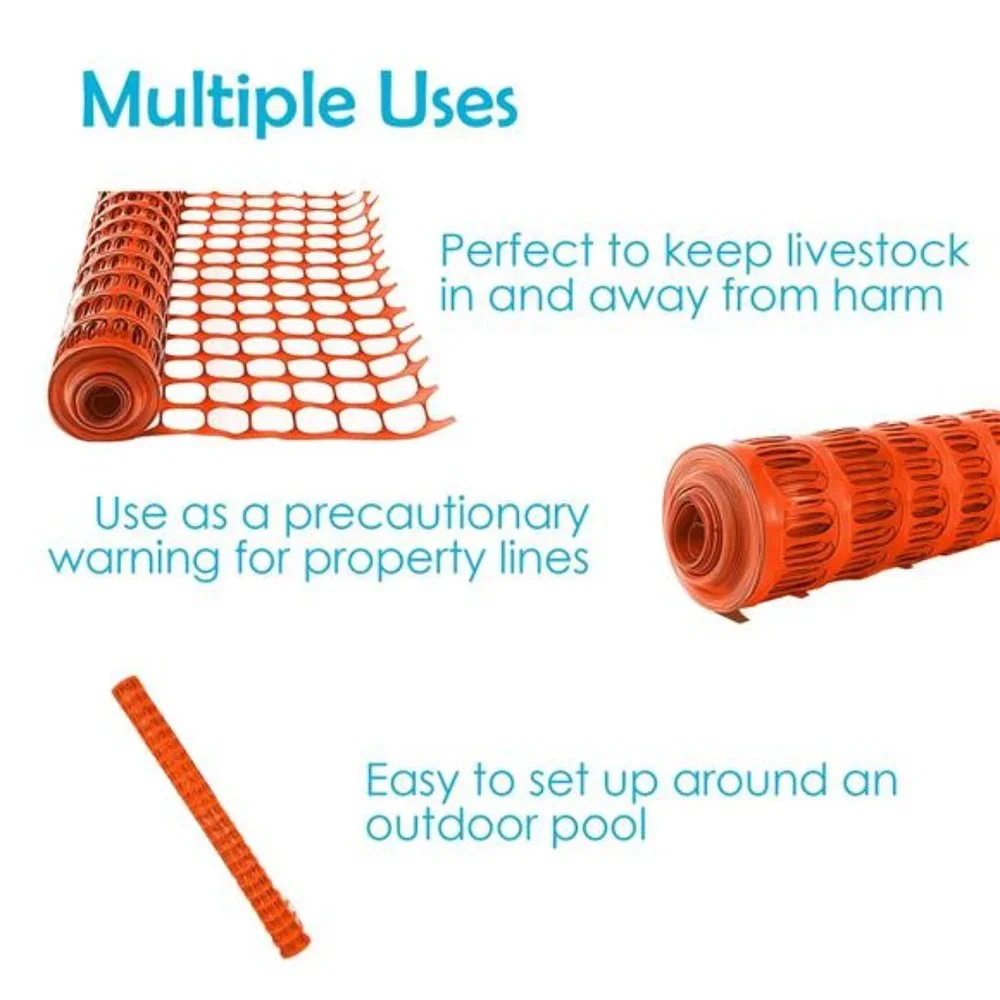 Plastic Mesh Fence, Construction Barrier Netting, Orange, 4'x100' Feet, 1 Roll